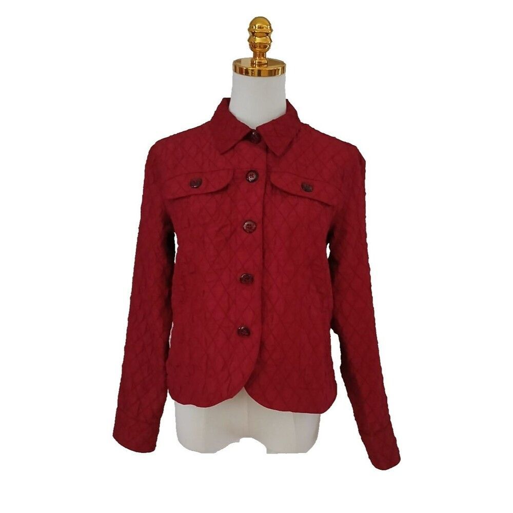 Coldwater Creek Women's XS Quilted Button Up Blazer Top Work Career Modest Comfy